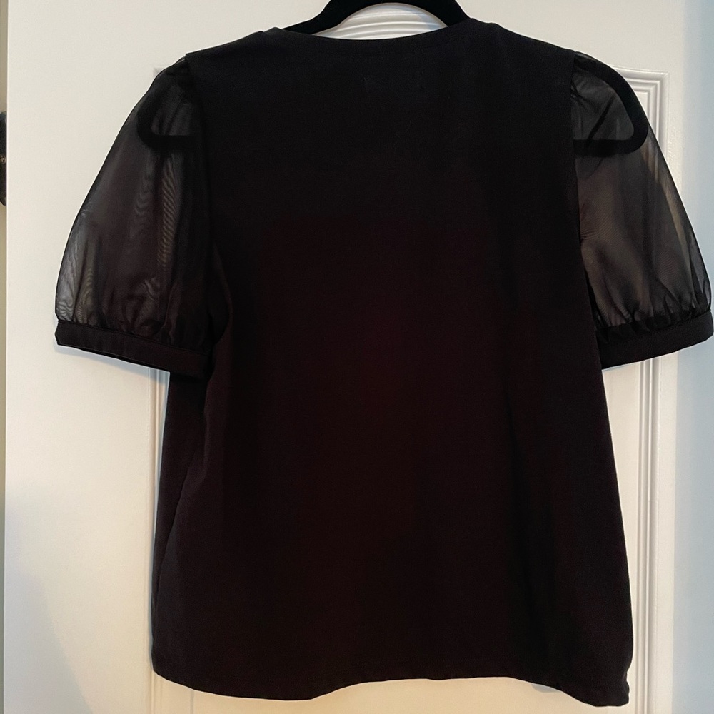 Madewell Sheer Sleeve Black Blouse
